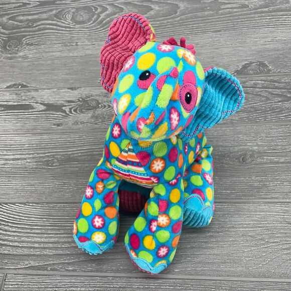 Mary Meyer Pizzaz Elephant Plush Pink Blue Stuffed Animal Corduroy Polka Dots - Picture 3 of 12